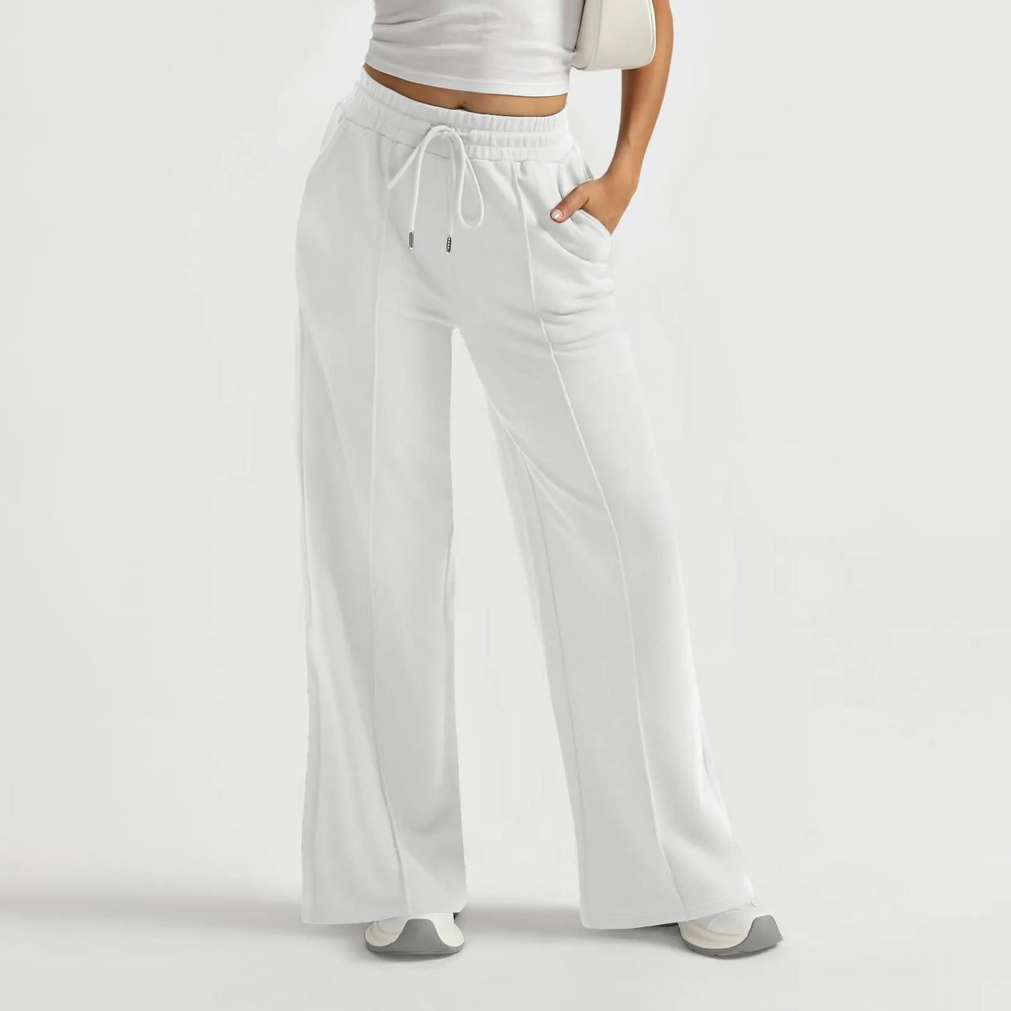 Women High Waited Sweatpants/Drawstring Athletic Joggers/Loose Yoga Sports Pants