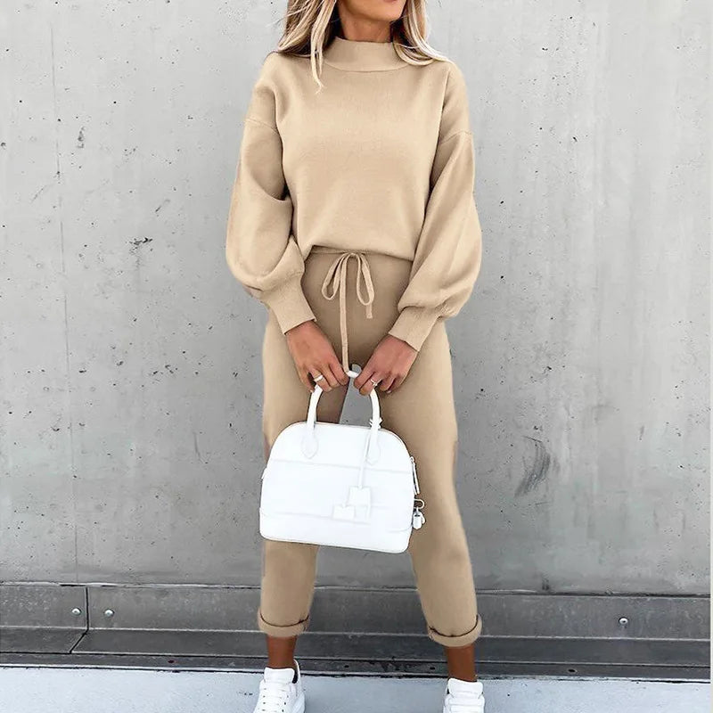 Winter Spring Solid Casual Fleece Tracksuit For Women