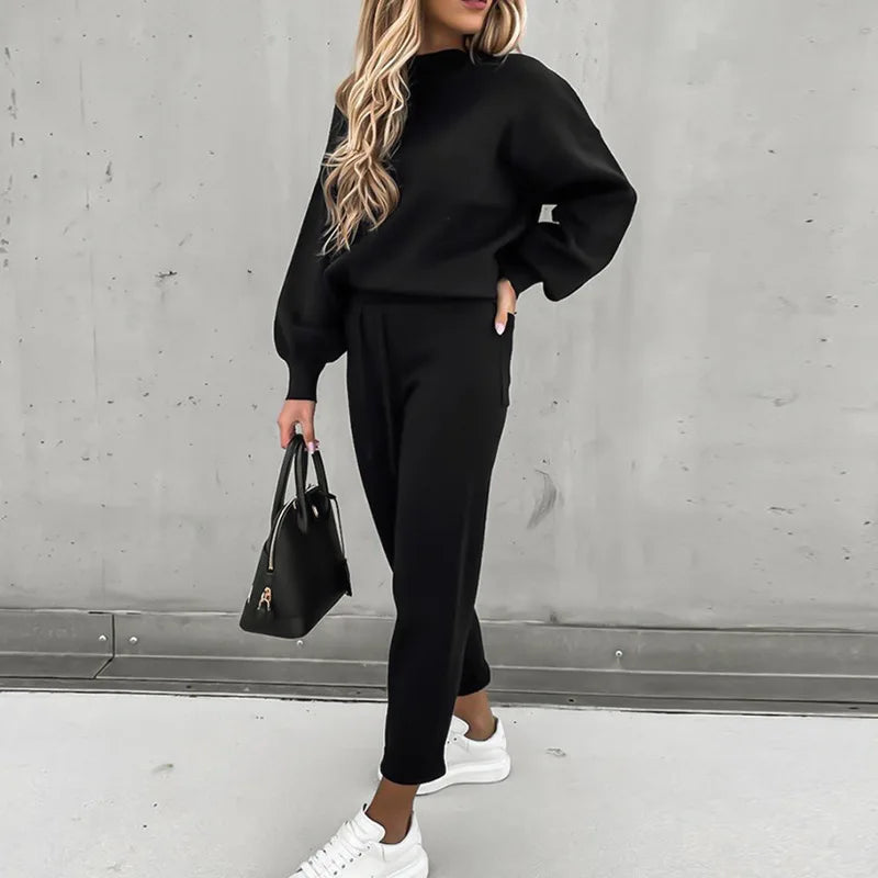 Winter Spring Solid Casual Fleece Tracksuit For Women