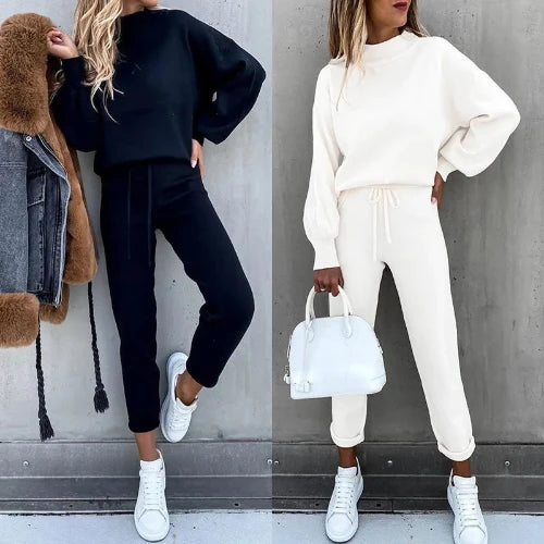 Winter Spring Solid Casual Fleece Tracksuit For Women