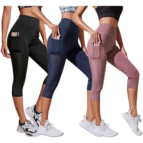 Pocket Design Slimming Yoga & Fitness Running Crop Pants