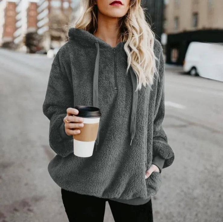 Autumn Winter Hoodies, Warm Pullover Sweatshirt For Women