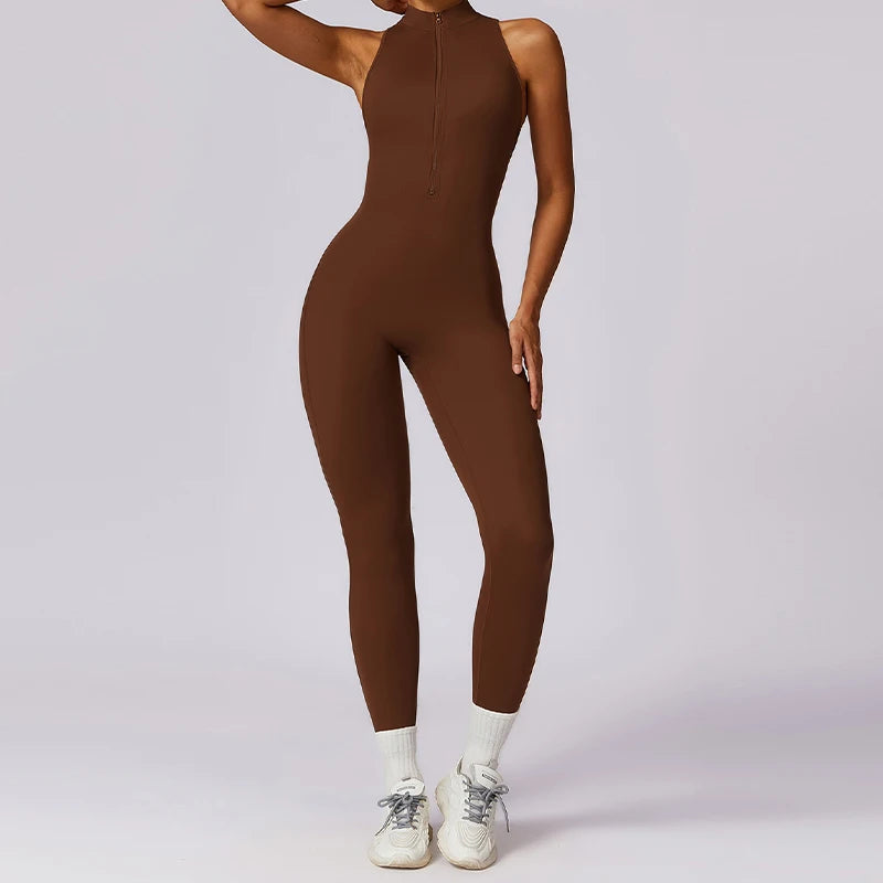 V Back One-piece Sports Jumpsuit For Women