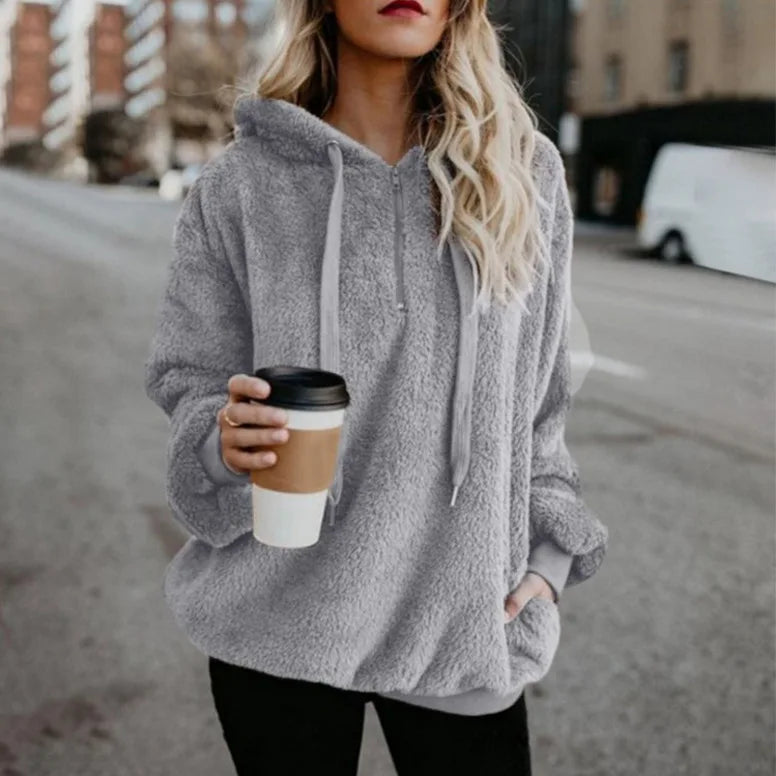 Autumn Winter Hoodies, Warm Pullover Sweatshirt For Women