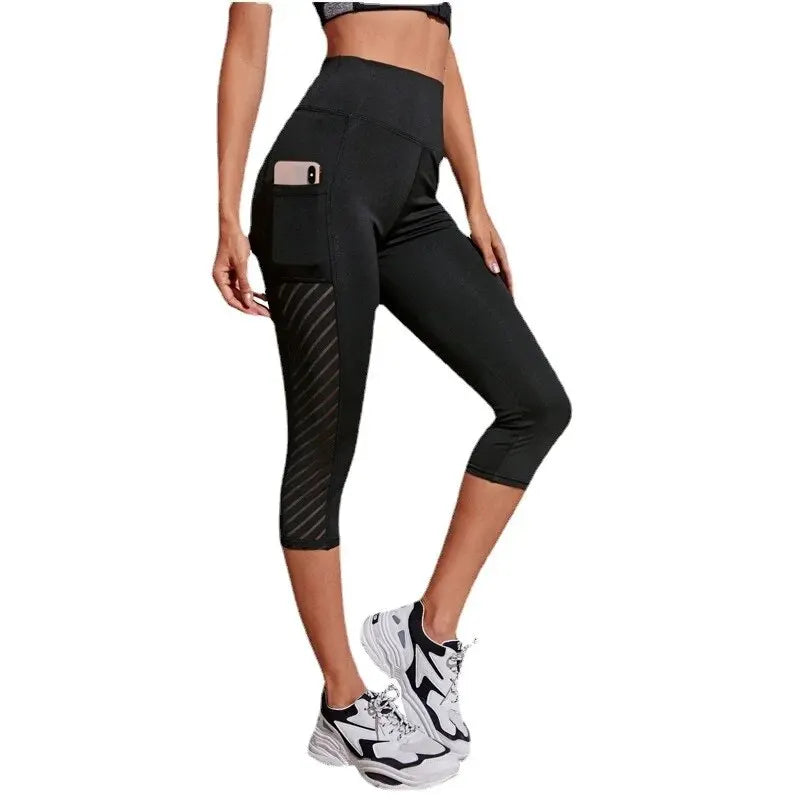 Pocket Design Slimming Yoga & Fitness Running Crop Pants