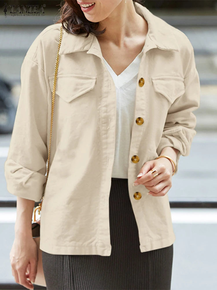 Long Sleeve Shirt Jackets Fashion Office Coat & Casual Loose Tops