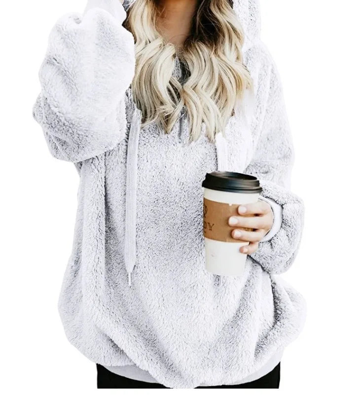 Autumn Winter Hoodies, Warm Pullover Sweatshirt For Women