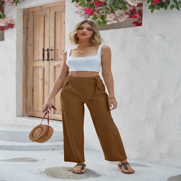 Women Casual High Waisted Wide Leg Pants