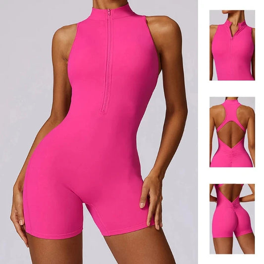 V Back Scrunch Sports Jumpsuit For Women (Gym, Rompers Sleeveless Sportswear, Bodysuits, One-Piece Yoga Suit)