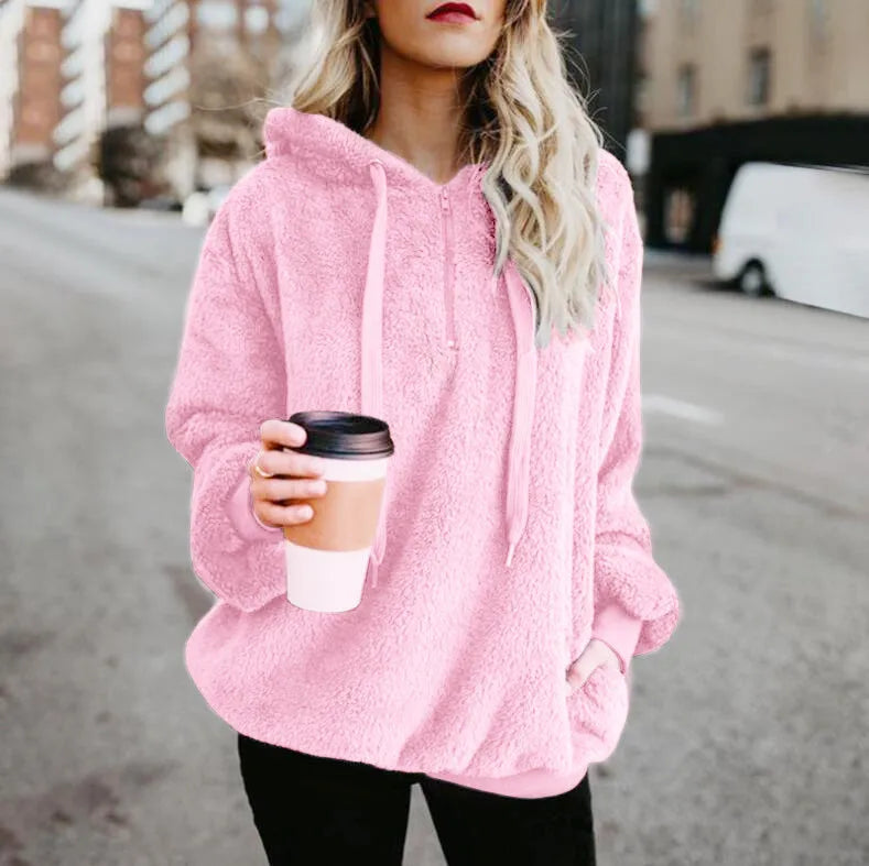 Autumn Winter Hoodies, Warm Pullover Sweatshirt For Women