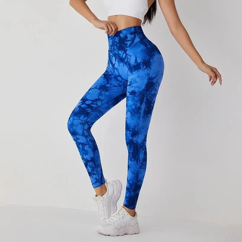 Tie Dye Seamless Leggings for Women, High Waist Yoga Pants