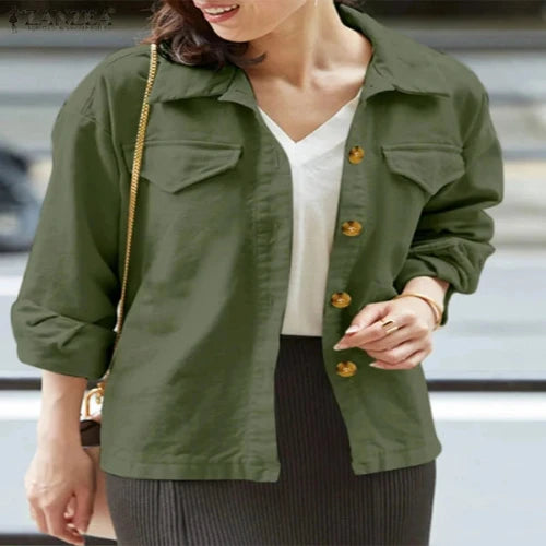 Long Sleeve Shirt Jackets Fashion Office Coat & Casual Loose Tops