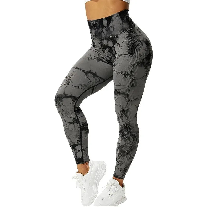 Tie Dye Seamless Leggings for Women, High Waist Yoga Pants