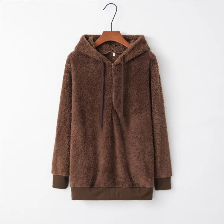 Autumn Winter Hoodies, Warm Pullover Sweatshirt For Women