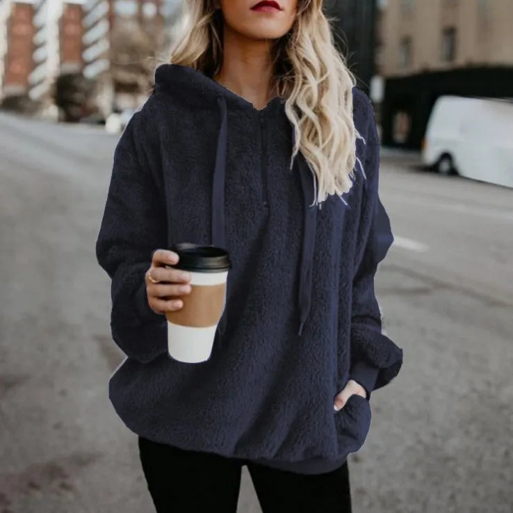 Autumn Winter Hoodies, Warm Pullover Sweatshirt For Women