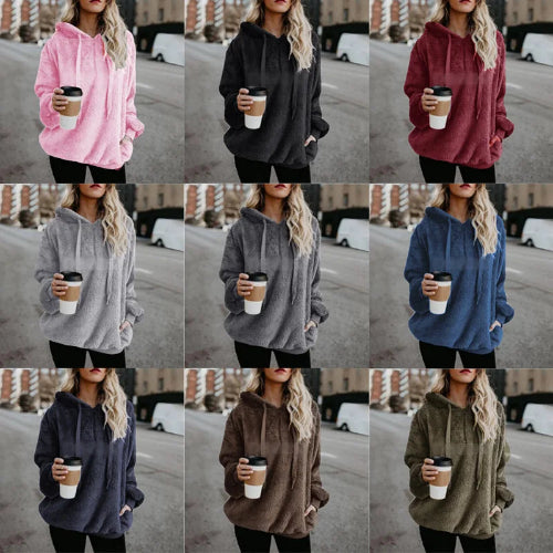 Autumn Winter Hoodies, Warm Pullover Sweatshirt For Women